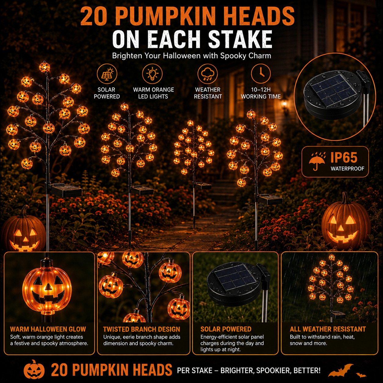 Pumpkin Solar Stake Lights